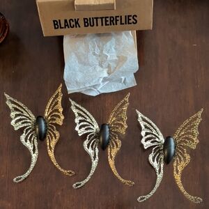 Hard To Find Home Interiors Black Butterflies Set Of 3 #1131 DH NWT